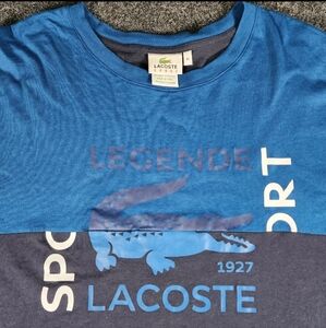 Lacoste Sport T-Shirt Color Block Blue Men's French Size 9 US Size 4XL